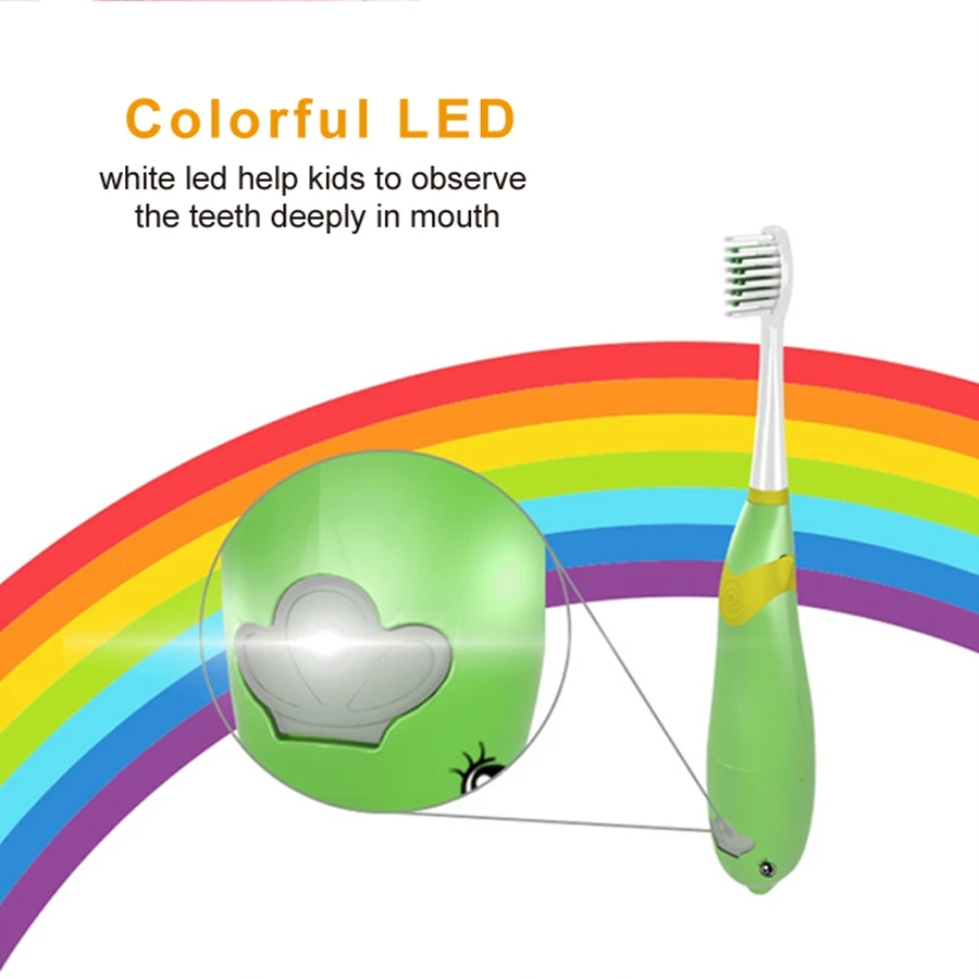 Escova de Dentes Adorável dos Desenhos Animados com Música Cuidados com o Bebê Crianças Bateria Operado Elétrica Melhor Compra Canções Led Luz Suave Goma Presente 4 música canções led luz suave goma cuidados com o bebê presente