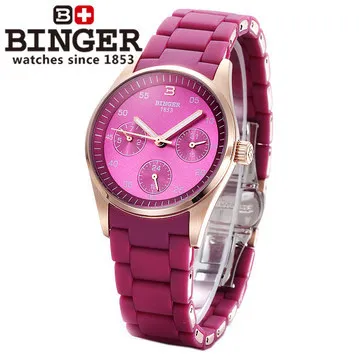 New Hot Binger LOGO Famous Brand Fine Quartz Calendar WristWatch For Women Ladies Watches Rose Gold