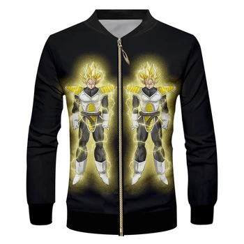 

UJWI New Dragon Ball Z Ultra Instinct Goku Super Saiyan Men's Trend Zipper Coat 3D Printed Man Personality Harajuku Zip Jacket