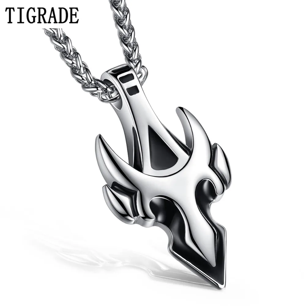 

TIGRADE Men's Stainless Steel Arrow Tauren Shape Pendant Necklace World Of Warcraft Punk Jewelry Male Hiphop/Rock Link Necklaces