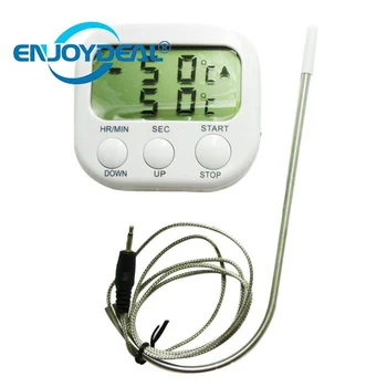 

LCD Food thermometer Digital LCD Display Food Thermometer Timer Cooking Kitchen BBQ Meat Probe AAA battery