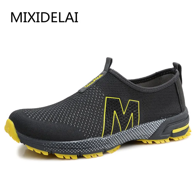 2019 Men Casual Shoes Spring/Summer Black Colors Couple Flats Shoes Air Mesh Breathable Men ShoesZapatillas Plus Size 36-44