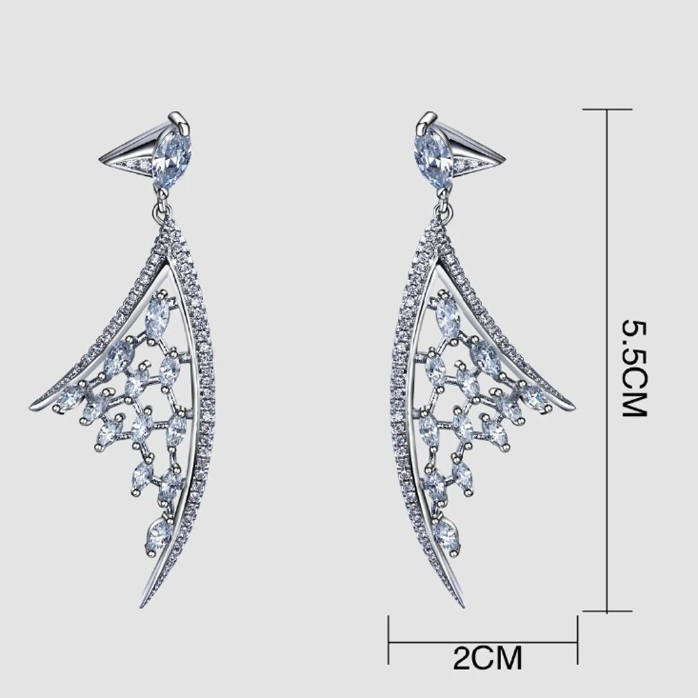 New jewelry women's crystal rhinestone earrings Fashion Zirconia crystal wholesale Trendy Dangle Sail Earring elegant jewellery