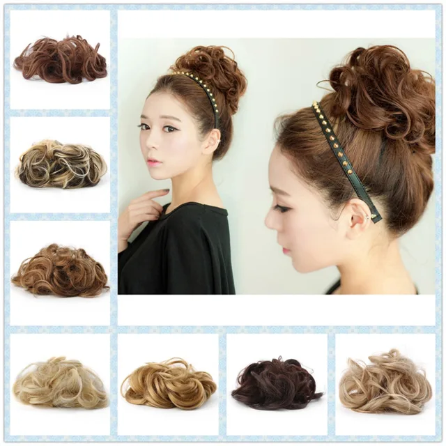 Women S Tiara Satin Curly Messy Bun Hair Twirl Piece Band Rope