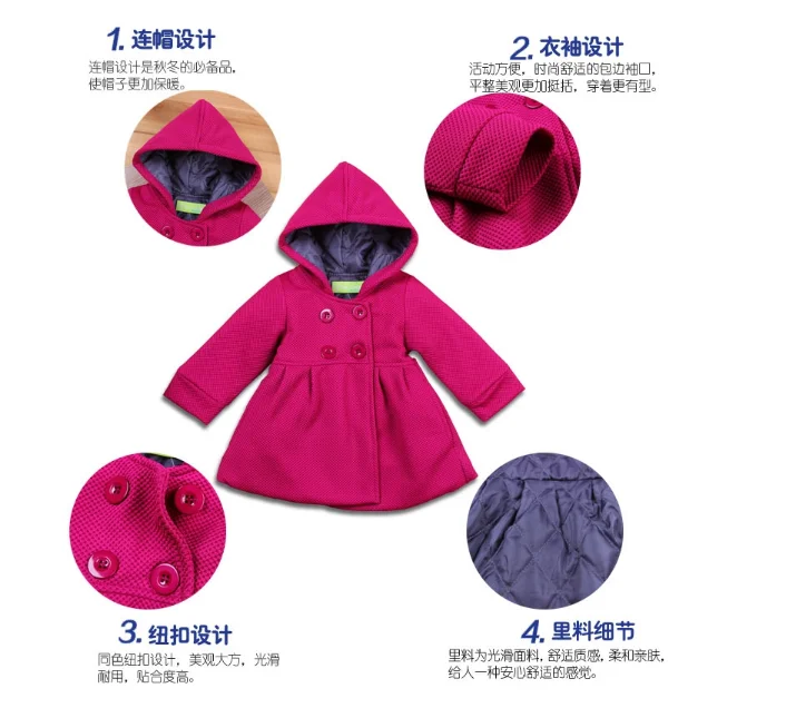 Weoneit/Новинка; модная детская одежда; двубортное шерстяное пальто принцессы с капюшоном для маленьких девочек; Тренч; платье для девочек; пальто