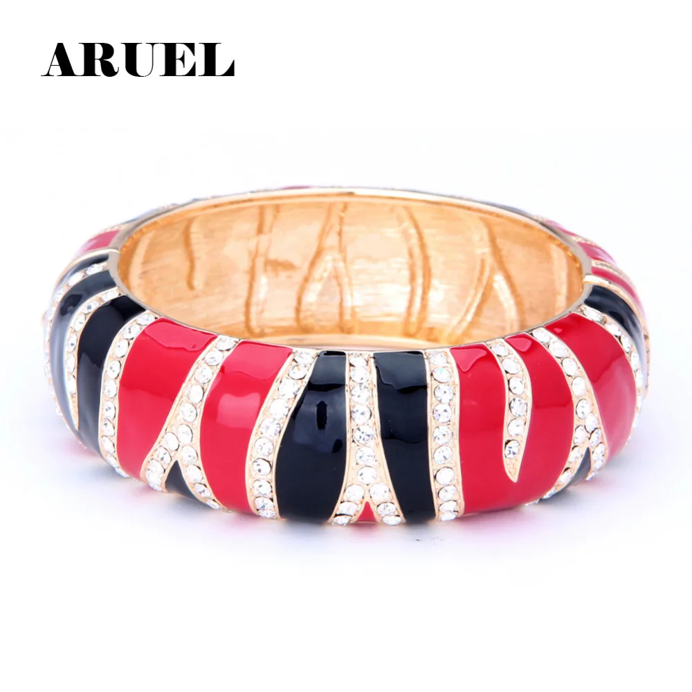 

ARUEL Vintage Three Colors Crystal Pave Setting Bangles High Qualitiy Cuff Bangle For Women Party Elegant Jewelry Pulseras