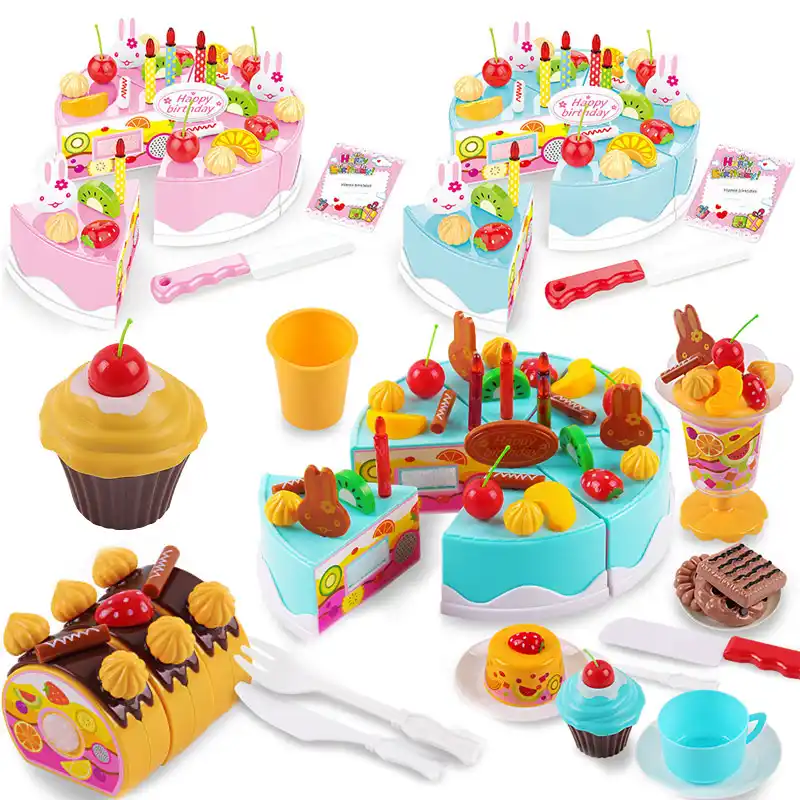 38 75pcs Kids Cake Pretend Play Kitchen Toys Fruit Cutting 38 75pcs Kids Cake Pretend Play Kitchen