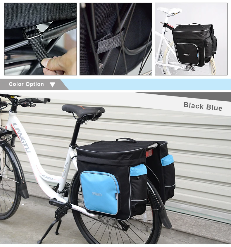Flash Deal ROSWHEEL Bicycle Carrier Bag 30L Rear Rack Trunk Bike Luggage Back Seat Pannier Two Double Bags Outdoor Cycling Saddle Storage 1 8