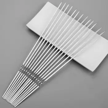 

30pcs Stainless Steel BBQ Sticks Reusable Flat type Skewer Fork Skewers Grilling Sticks Barbecue Roast Needles
