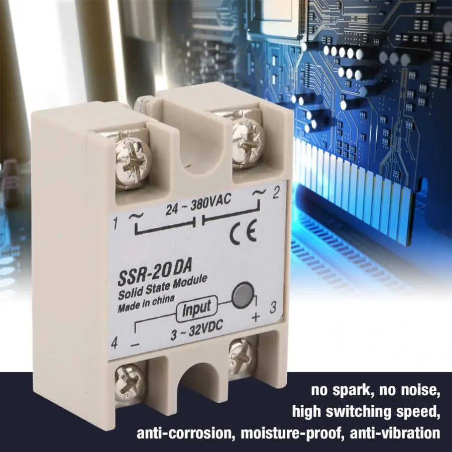 Твердотельное реле SSR 20DA DC Control AC 20A твердотельное релейное модульное входное