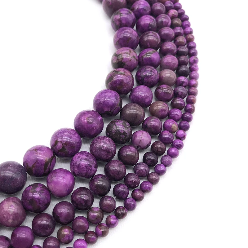 Aladdin 6/8/10/12MM Top Quality Deep purple Sugilite Agat Crystal Charoite Quartz Round Bead Diy Making Jewelry Accessories