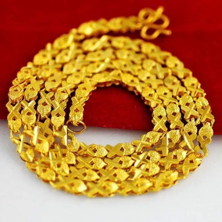 

Lucky Jewelry Yellow Gold Filled Clover Link Choker Necklace for Women / Lady 17.7 Inch,4mm