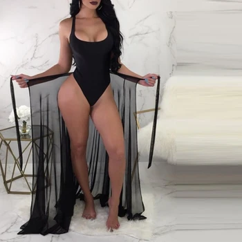 

Summer Swimwear Women Sling Backless One Piece Slim Traje de baño+blouse Suits Multi-choice Solid Bathing Suits Bikini Beachwear