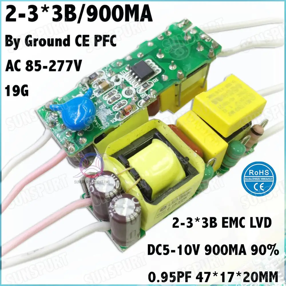 5-20 штук TUV-CE заземление PFC внутри 5-20 Вт AC85-277V светодиодный драйвер 2-20Cx1-3B 300-900mA DC5-68V постоянный ток