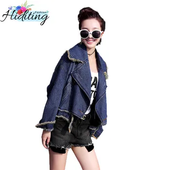 

Spring Women Denim Jacket 2019 New Autumn Red Loose Short Outerwear Casual Cowgirl Jacket Lapel Double Breasted Women Coat WIN83