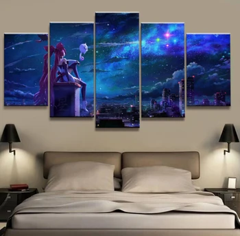 

5 Panel LOL League of Legends Jinx Game Canvas Printed Painting For Living Wall Art Home Decor HD Picture Artwork dorp shipping