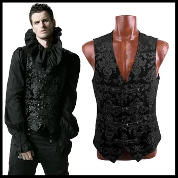 

PUNK RAVE Mens Vest Gothic Punk Rave Palace Black Blue Vest Top Jacket Visual Kei Streampunk Kera Emo Cosplay Costume