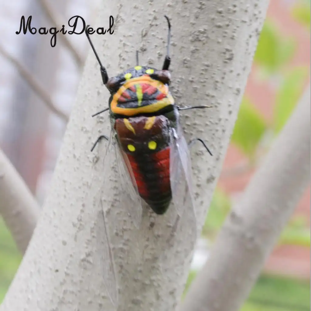 MagiDeal Artificial Lifelike Insects Model Cicada Figurines Home Garden Art Craft Decor DIY Tree Decor Kids Play Toy 