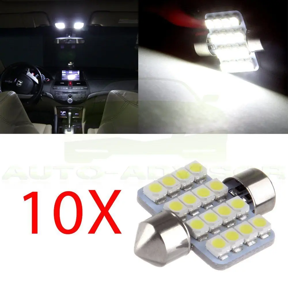 Kit 10 Lampada Siluro 31Mm 16 Led Super Branca Teto Placa