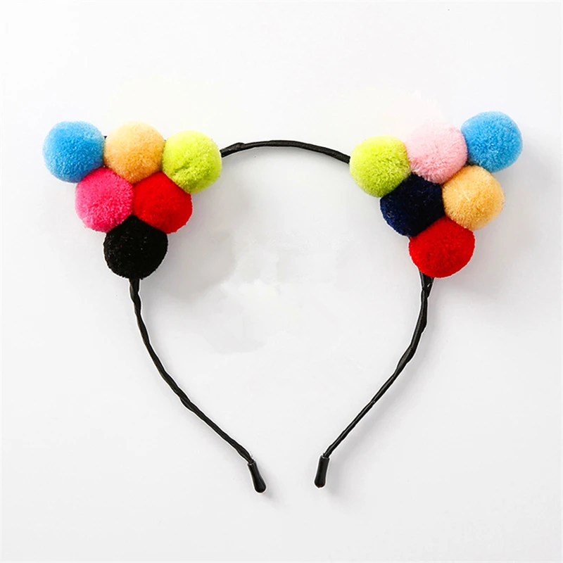 Fashion Pom Pom Ball Colorful Hairbands Women Girls Cute Hair Bands