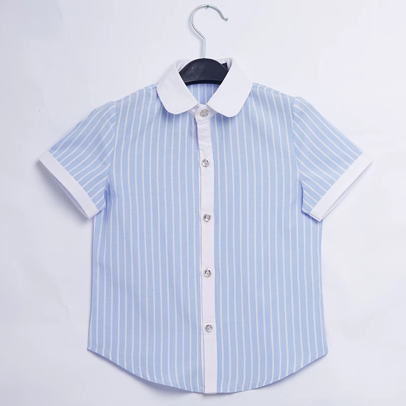 Good quality Child light blue shirt short sleeve shirt for baby boy and