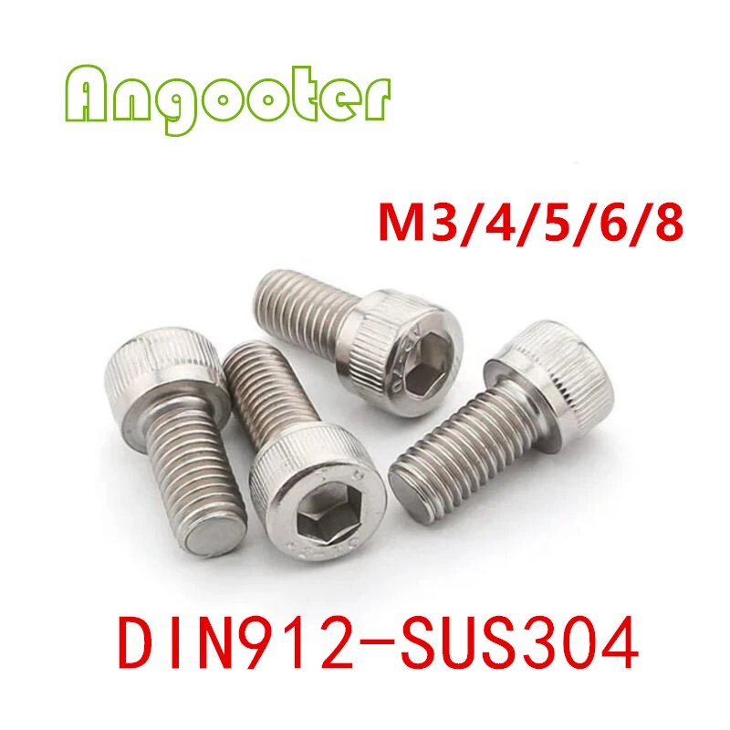 50 100 шт. DIN912 M3 M4 M5 M6 M8 * 4 мм метрическая резьба 304 нержавеющая сталь Шестигранная