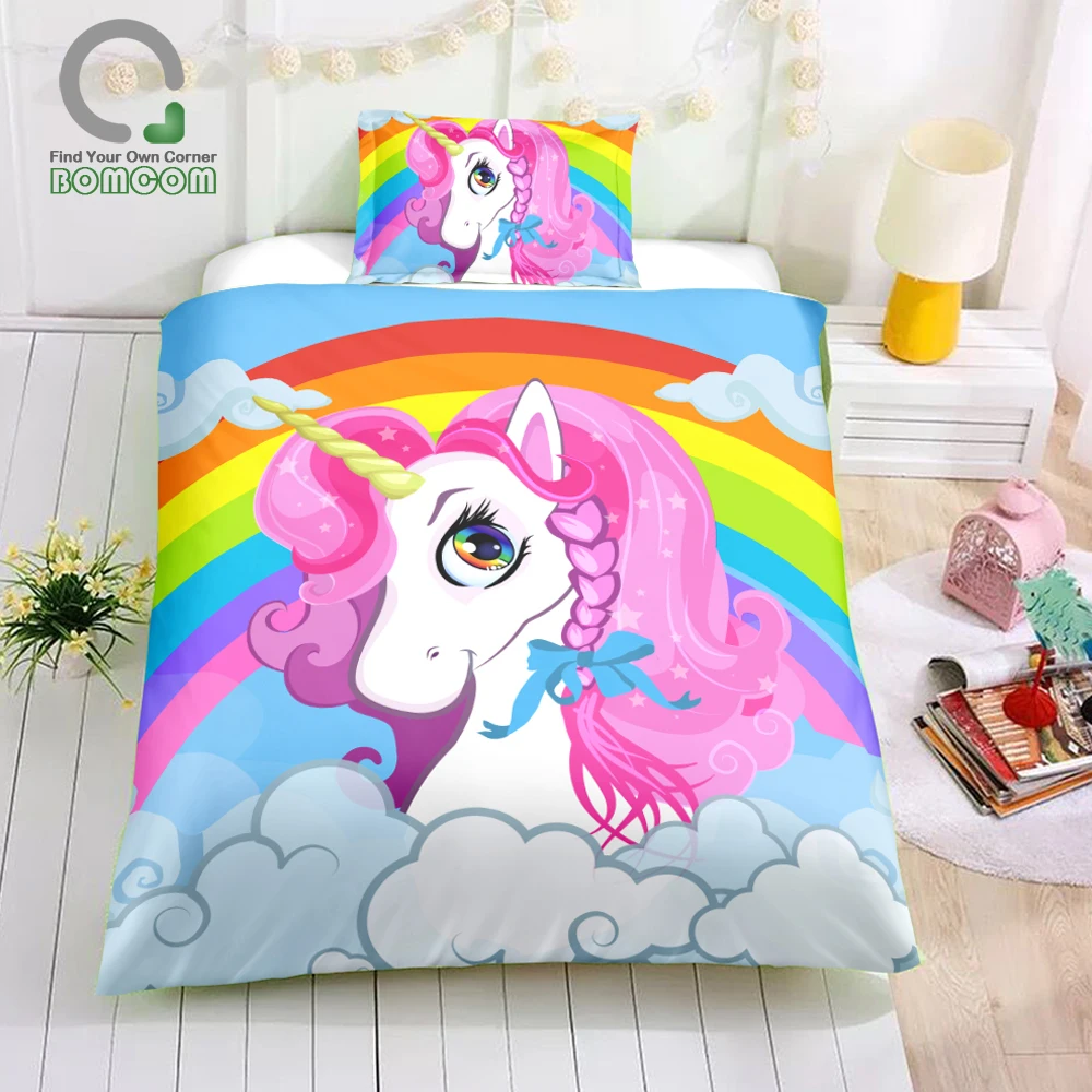 Комплект постельного белья BOMCOM с изображением единорога пододеяльником и