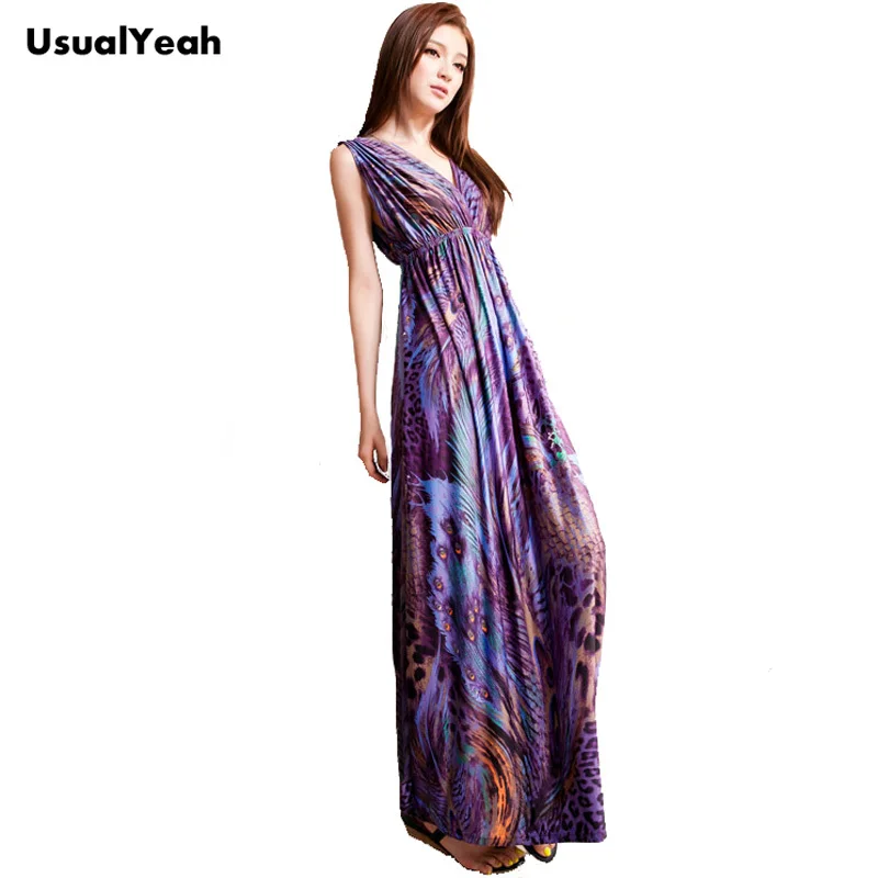 Aliexpress Women Y Maxi Beach Dress Purple Pea Aliexpress Women Y Maxi Beach Dress Purple Pea Totem Bohemian Sleeveless Dresses New Fashion Empire Waist From Reliable