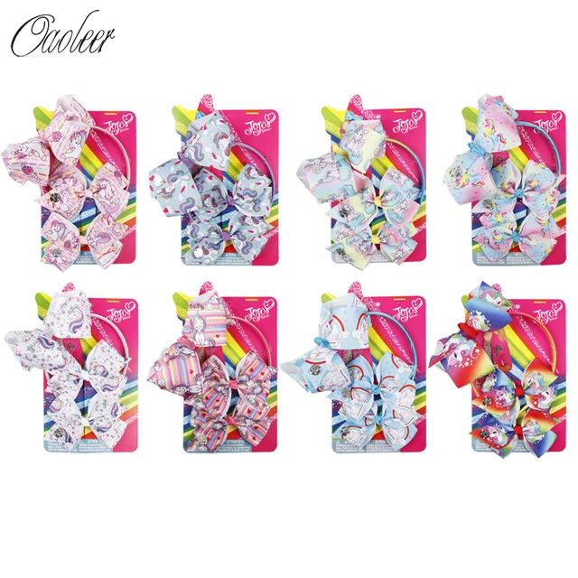 1 Lot/Card 5.5” Headband Set With Gift Cards Girls Unicorn Hair Clips Hair Accessories Rainbow Grosgrain Hairband Unicorn Party