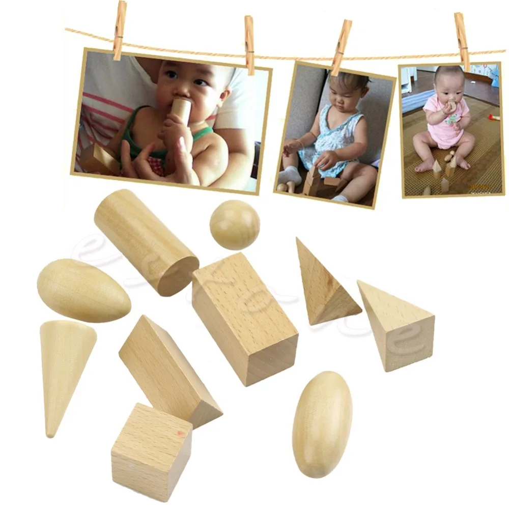 

1Set Learning Resources Wood Geometric Solids Set Of 10 Smooth Solid Shapes
