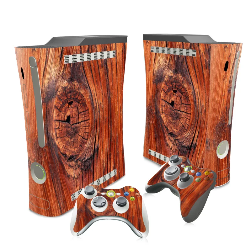 

Wooden Vinyl Skin Sticker Protector For Microsoft Xbox 360 Fat and 2 Controller Skins Stickers for XBOX360 Fat