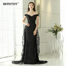 BEPEITHY, дизайн, черные кружевные Длинные вечерние платья, элегантные вечерние платья, платье для выпускного вечера с юбкой из кружева