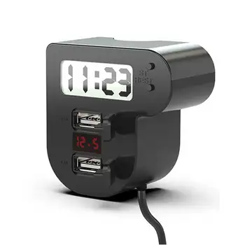 

5V/3.1A Universal Motorcycle Charger Dual USB Motorbike Waterproof Adapter Electric Bicycle Digital Voltmeter Gauge Handlebar