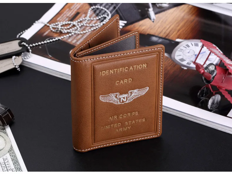 New Army Print Leather-steel Card/ID Holder