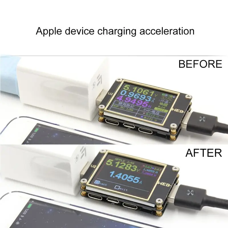 WEB-U2 USB Tester Current Voltmeter QC4.0+PD3.0 2 PPS Quick Charging Protocol Capacity DC Meter 1.77 inch HD Display