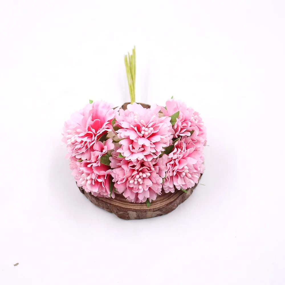 6 шт. 3,5 см Маргаритка из шелка искусственный цветок для дома Свадебные Декоративные цветы сделай сам венок скрапбук рукоделие искусственный цветок - Цвет: pink