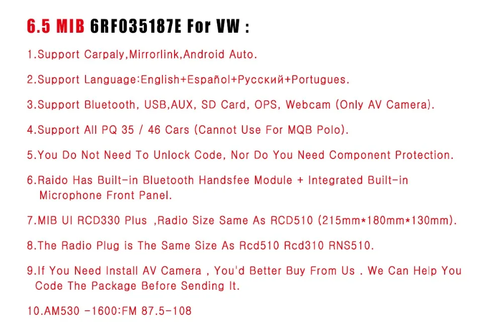 RCD330 Plus RCD330G Carplay R340G Android Auto Car Radio RCD 330G 6RF 035 187E For VW Golf 5 6 Jetta MK6 CC Tiguan Passat Polo