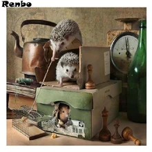 Diy Набор для вышивки крестом, алмазная вышивка с изображением ежика, животные, фото на заказ, полная 5d алмазная вышивка, значок, наклейка на стену, Декор