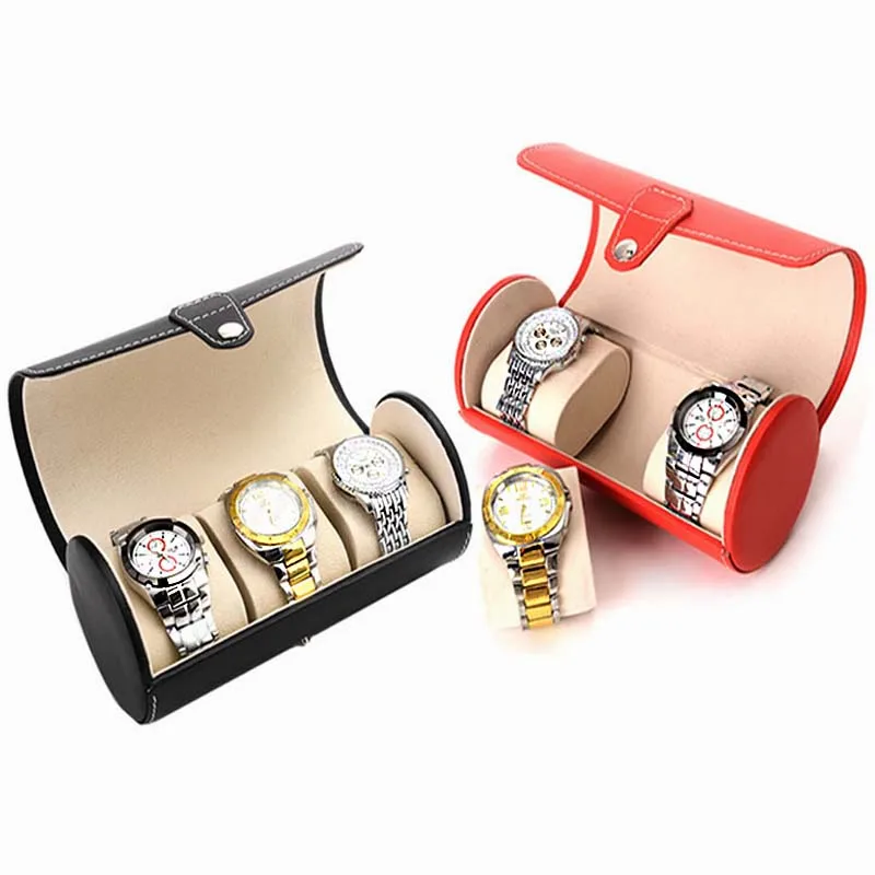 

PU Leather 3 Slots Wrist Watch Display Box Storage Holder Organizer Watch Case Jewelry Dispay Watch Box High Quality Easy Carry
