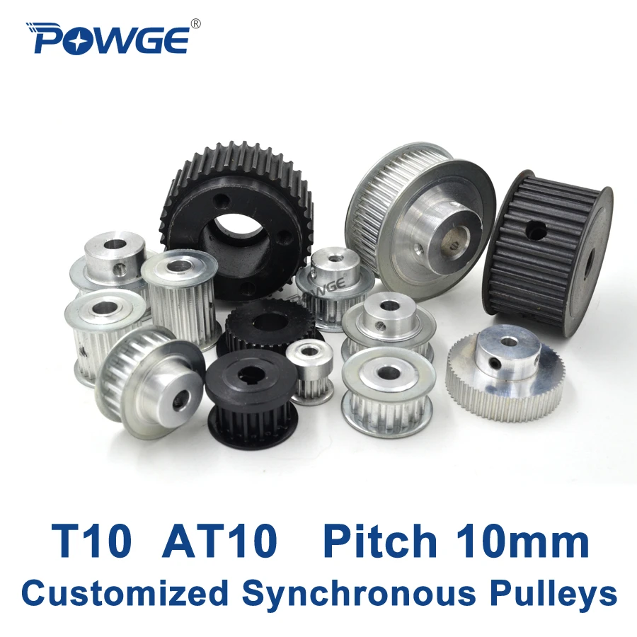 Powge Trapezoid T10 At10 Synchronous Pulley Pitch 10mm Gear Wheel Manufacture Customizing All