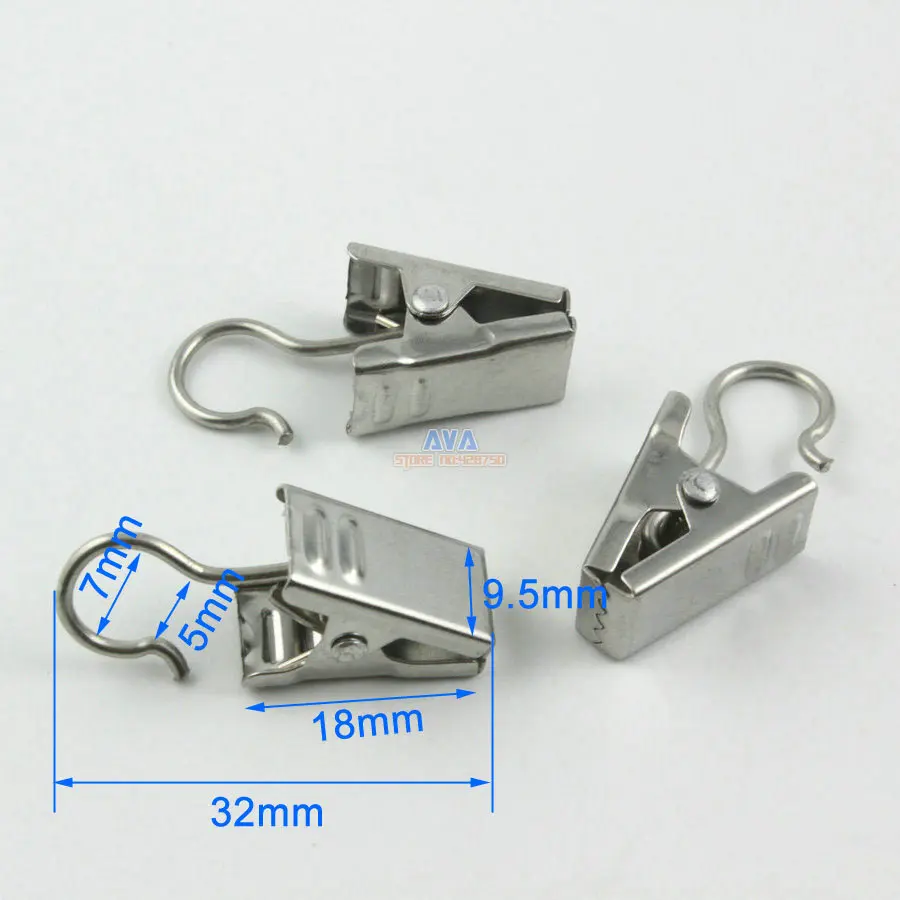 50 Pieces 32x9.5mm Stainless Steel Hook Clips for Curtain Drapery
