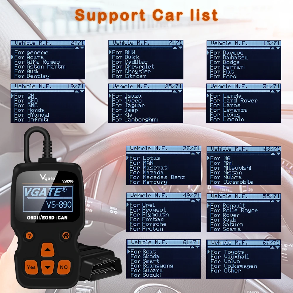 Vgate vs890s obd2 can bus scantool автомобильный диагностический инструмент сканер escaner automotivo obd 2 ODB2 EOBD такой же, как vs890 Vgate MaxiScan