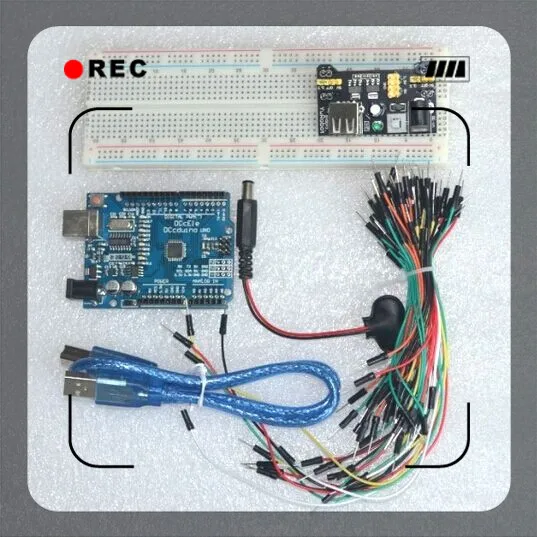 

hot sell!! starter Kit Uno R3 MB-102 830 points Breadboard, 65 Flexible jumper wires , USB Cable and 9V Battery Connector