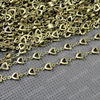 

10*5MM Antique Bronze handmade heart beads copper chains jewelry components, crafts materials jewellery findings supplies 10m