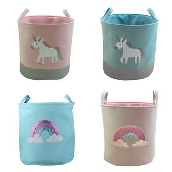 

Unicorn and rainbow Decorated Storage Basket Clothing Sundries Holder Organizer Toys Organizer Home Storage & Organization