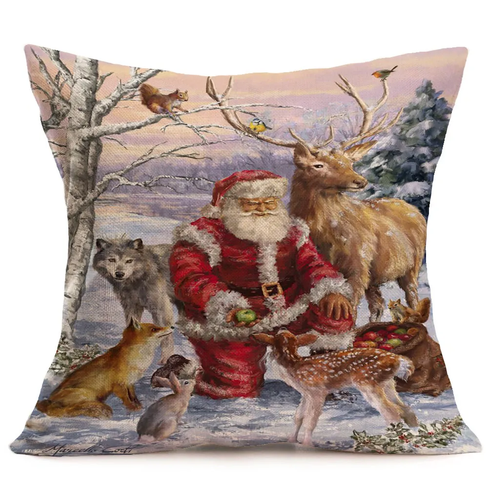 Рождественский чехол для подушки, Наволочки для снежной подушки 45X45 см, декоративный чехол для подушки из полиэстера, наволочка almohada poszewka