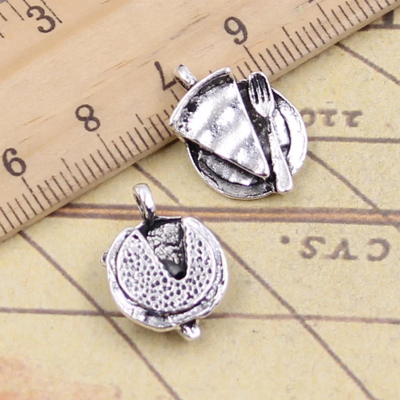 

8pcs/lot Charms slice of pie cake fork 19x13mm Tibetan Silver Pendants Antique Jewelry Making DIY Handmade Craft for Necklace