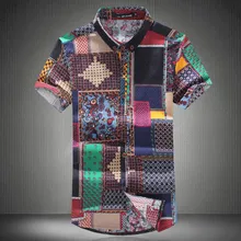 Мужские Летние Гавайские пляжные рубашки мужская рубашка с коротким рукавом slim fit chemise homme мужское платье Блузка Плюс большой размер mqmq280