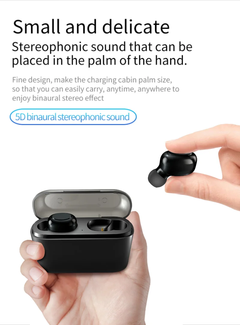 TOMKAS TWS Airpods Wireless Earbuds True 5D Stereo Bluetooth Earphones Mini TWS Earphones Waterproof Handsfree with 2200mAh Power Bank (4)