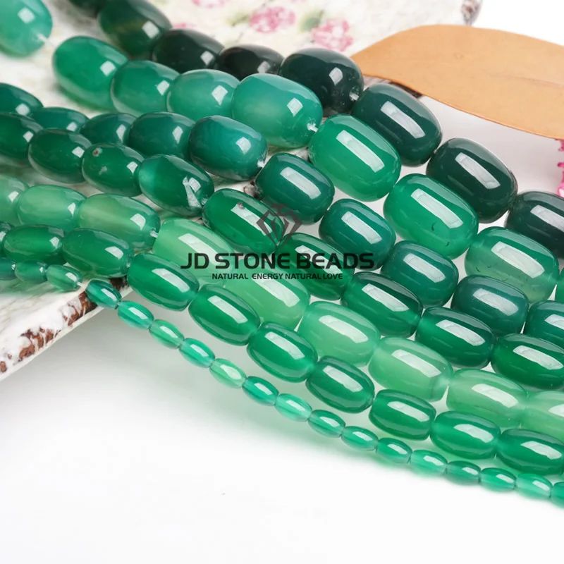 JD каменные бусины зеленый агат барабан формы бусины полуфабрикаты ручной работы браслет бусины аксессуары
